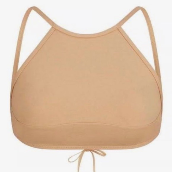 SKIMS Recycled‎ Swim High Neck Bikini Top, Tie Back, Ochre, 4X - Picture 1 of 5